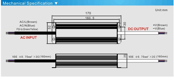 Ống chống nước IP67 Đèn đèn dải dẫn biến áp nguồn điện 12v 60w