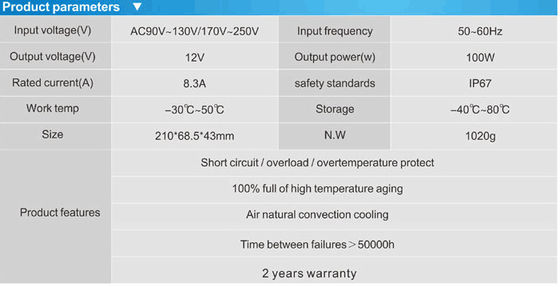 Ống chống nước chất lượng cao IP67 12v 100w nguồn cung cấp năng lượng dẫn biến áp neon để bán